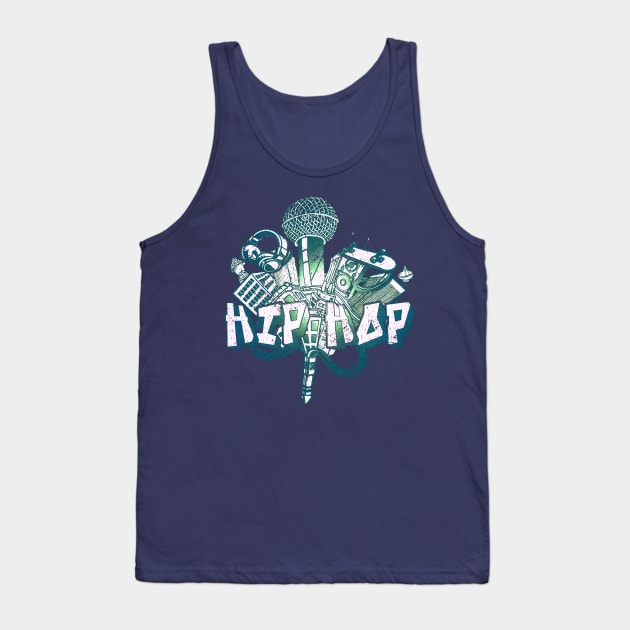 hip hop city with rapper skate boarding music retro vintage cool hip hop art Tank Top by nowsadmahi